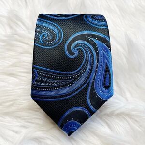 Paisley Fashion Tie Black and Royal Blue